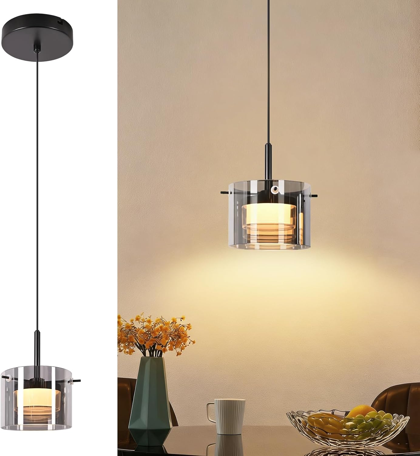 Nettlife 1-lamppuinen LED-lasiriippuvalaisin